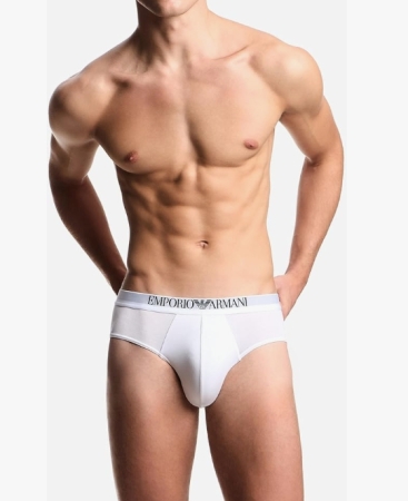 EMPORIO ARMANI UOMO SLIP BI-PACK SOFT TOUCH BAMBOO E VISCOSA COLORE BIANCO INTIMO E PIGIAMI UOMO