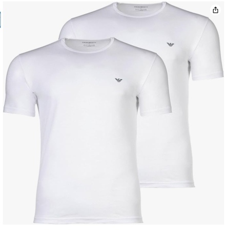 EMPORIO ARMANI UOMO MAGLIA BI-PACK SOFT TOUCH BAMBOO E VISCOSA COLORE BIANCO INTIMO E PIGIAMI UOMO