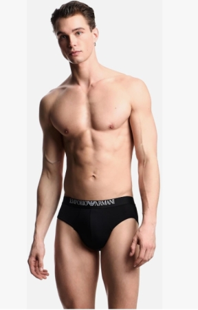 EMPORIO ARMANI UOMO SLIP BI-PACK SOFT TOUCH BAMBOO E VISCOSA COLORE NERO INTIMO E PIGIAMI UOMO