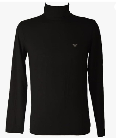 EMPORIO ARMANI UOMO MAGLIA CON COLLO A LUPETTO COLORE NERO ABBIGLIAMENTO UOMO E UNDERWEAR