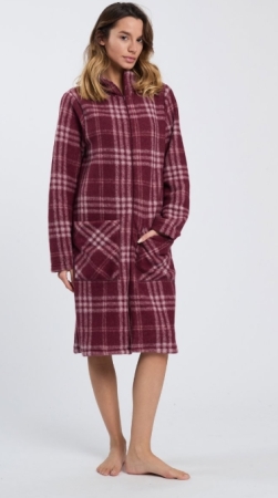 HAPPY PEOPLE DONNA VESTAGLIA CON ZIP - COLORE  QUADRO BORDEAUX INTIMO E PIGIAMI DONNA