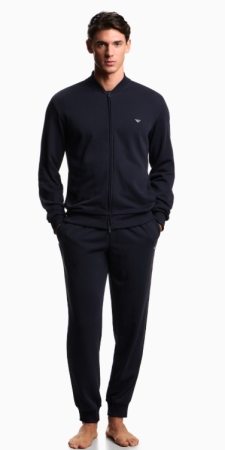 EMPORIO ARMANI UOMO Tuta con zip loungewear in jersey con tape logo colore blu ABBIGLIAMENTO UOMO E UNDERWEAR