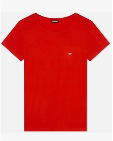 EMPORIO ARMANI DONNA,T-SHIRT GIROCOLLO, MANICA CORTA, COLORE ROSSO CORALLO ABBIGLIAMENTO DONNA