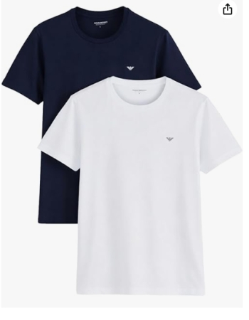 Emporio Armani Herren-T-Shirt im 2er-Pack, Weiß und Blau INTIMO E PIGIAMI UOMO