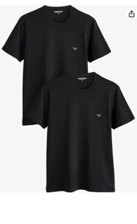 EMPORIO ARMANI Herren-T-Shirt im 2er-Pack, Schwarz INTIMO E PIGIAMI UOMO