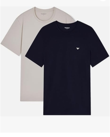 Emporio Armani Herren-T-Shirts, 2er-Pack, Beige, Blau INTIMO E PIGIAMI UOMO