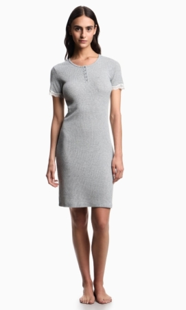 EMPORIO ARMANI DONNA CAMICIA DA NOTTE A COSTINE APERTURA A SERAFINO COLORE GRIGIO INTIMO E PIGIAMI DONNA