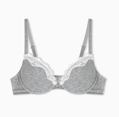 EMPORIO ARMANI DONNA REGGISENO PUSH-UP A COSTINE CON PIZZO, COLORE GRIGIO CHIARO INTIMO E PIGIAMI DONNA