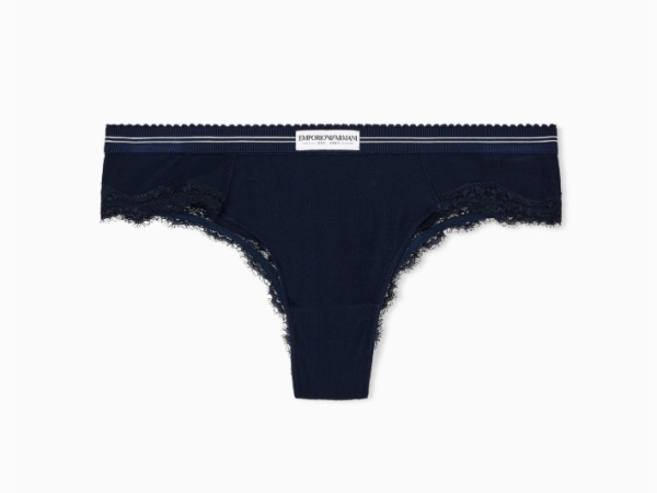 EMPORIO ARMANI DONNA SLIP BRASILIANA A COSTINE DI COTONE, COLORE BLU INTIMO E PIGIAMI DONNA