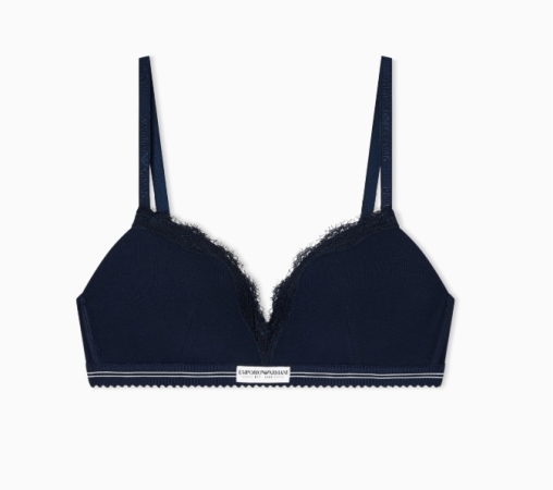 EMPORIO ARMANI DONNA REGGISENO TRIANGOLO IMBOTTITO A COSTINE DI COTONE, COLORE BLU INTIMO E PIGIAMI DONNA
