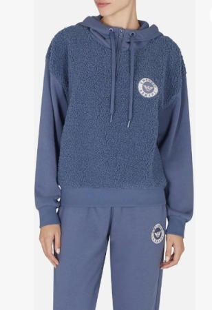 EMPORIO ARMANI DONNA TUTA COMPLETA CON CAPPUCCIO COLORE OCEANO. ABBIGLIAMENTO DONNA