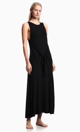 EMPORIO ARMANI DONNA ABITO LUNGO IN JERSEY ANNODABILE COLORE NERO ABBIGLIAMENTO DONNA