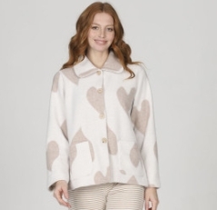 HAPPY PEOPLE DONNA AGATA GIACCA DA CAMERA COLORE ECRU INTIMO E PIGIAMI DONNA
