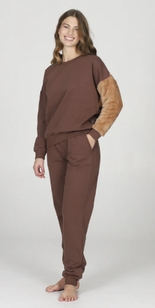 HAPPY PEOPLE DONNA tuta marrone, in felpa di puro cotone ABBIGLIAMENTO DONNA