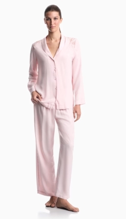 EMPORIO ARMANI DONNA PIGIAMA     lungo in viscosa jacquard con dettagli in pizzo colore rosa
