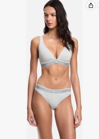 EMPORIO ARMANI DONNA REGGISENO IN COTONE  SENZA FERRETTO. COLORE GRIGIO CHIARO MELANGE