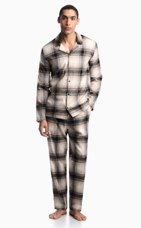 EMPORIO ARMANI UOMO Pigiama lungo con camicia in flanella di cotone e viscosa